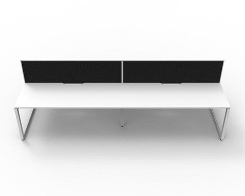 Rapidline Deluxe Infinity Back to Back 4 Person Workstation Loop Leg 1200 x 750mm with Screen Natural White / White Satin
