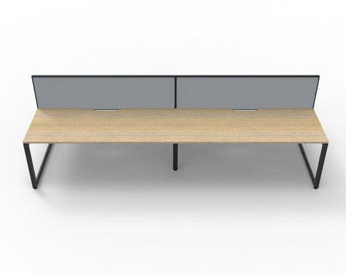 Rapidline Deluxe Infinity Back to Back 4 Person Workstation Loop Leg 1500 x 750mm with Screen Natural Oak / Black Satin