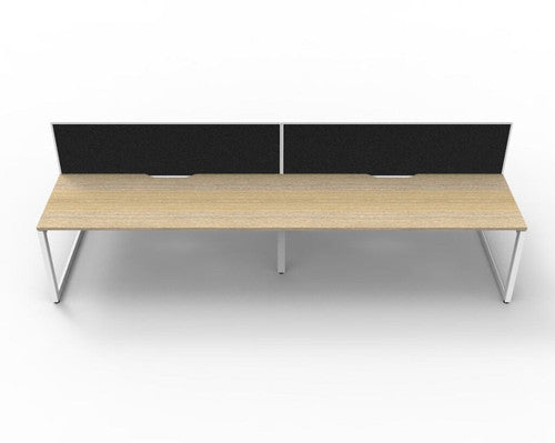 Rapidline Deluxe Infinity Back to Back 4 Person Workstation Loop Leg 1500 x 750mm with Screen Natural Oak / White Satin