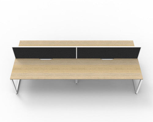 Rapidline Deluxe Infinity Back to Back 4 Person Workstation Loop Leg 1500 x 750mm with Screen Natural Oak / White Satin