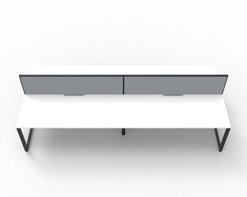 Rapidline Deluxe Infinity Back to Back 4 Person Workstation Loop Leg 1500 x 750mm with Screen Natural White / Black Satin