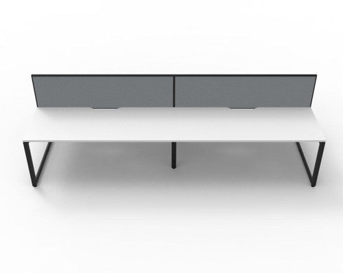 Rapidline Deluxe Infinity Back to Back 4 Person Workstation Loop Leg 1800 x 750mm with Screen Natural White / Black Satin