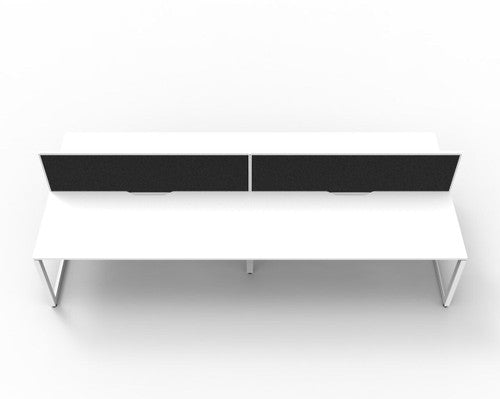 Rapidline Deluxe Infinity Back to Back 4 Person Workstation Loop Leg 1800 x 750mm with Screen Natural White / White Satin