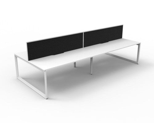 Rapidline Deluxe Infinity Back to Back 4 Person Workstation Loop Leg 1800 x 750mm with Screen Natural White / White Satin