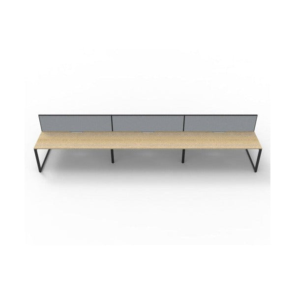 Rapidline Deluxe Infinity Back to Back 6 Person Workstation Loop Leg 1200 x 750mm with Screen Natural Oak / Black Satin