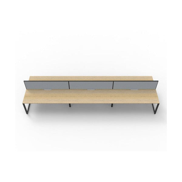 Rapidline Deluxe Infinity Back to Back 6 Person Workstation Loop Leg 1200 x 750mm with Screen Natural Oak / Black Satin