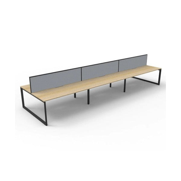 Rapidline Deluxe Infinity Back to Back 6 Person Workstation Loop Leg 1200 x 750mm with Screen Natural Oak / Black Satin