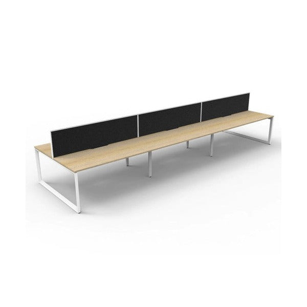 Rapidline Deluxe Infinity Back to Back 6 Person Workstation Loop Leg 1200 x 750mm with Screen Natural Oak / White Satin