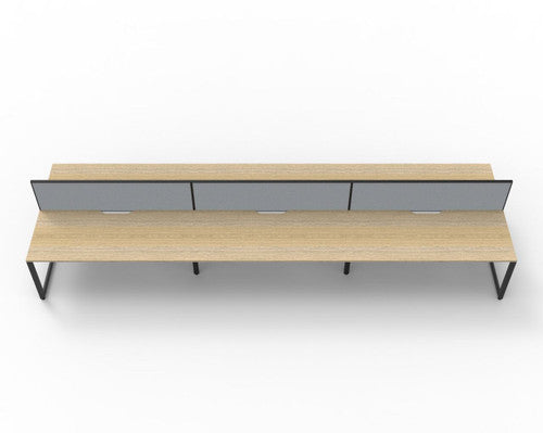Rapidline Deluxe Infinity Back to Back 6 Person Workstation Loop Leg 1500 x 750mm with Screen Natural Oak / Black Satin
