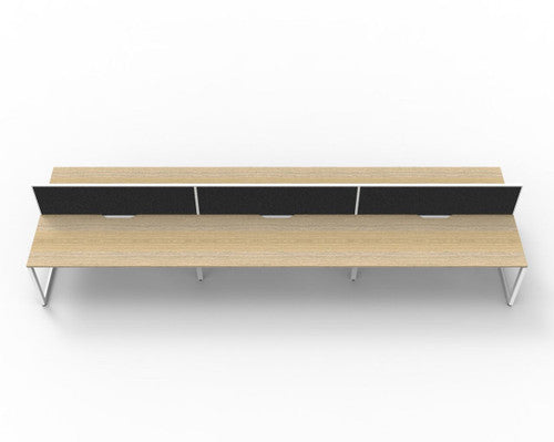 Rapidline Deluxe Infinity Back to Back 6 Person Workstation Loop Leg 1500 x 750mm with Screen Natural Oak / White Satin