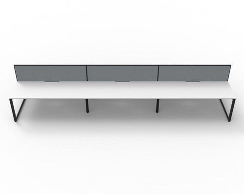 Rapidline Deluxe Infinity Back to Back 6 Person Workstation Loop Leg 1500 x 750mm with Screen Natural White / Black Satin