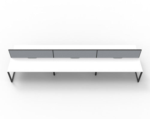 Rapidline Deluxe Infinity Back to Back 6 Person Workstation Loop Leg 1500 x 750mm with Screen Natural White / Black Satin