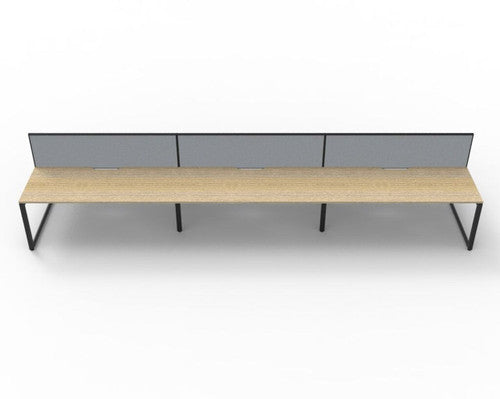 Rapidline Deluxe Infinity Back to Back 6 Person Workstation Loop Leg 1800 x 750mm with Screen Natural Oak / Black Satin