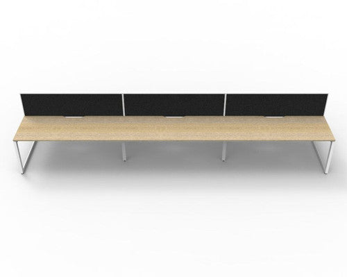Rapidline Deluxe Infinity Back to Back 6 Person Workstation Loop Leg 1800 x 750mm with Screen Natural Oak / White Satin