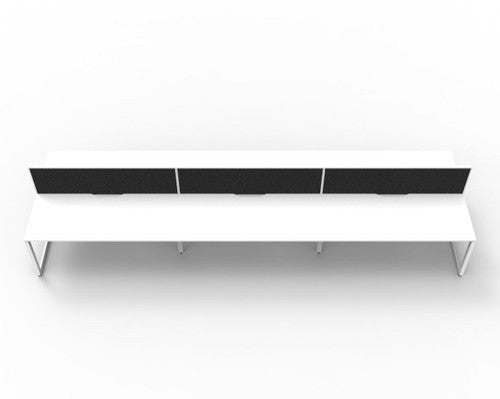 Rapidline Deluxe Infinity Back to Back 6 Person Workstation Loop Leg 1800 x 750mm with Screen Natural White / White Satin