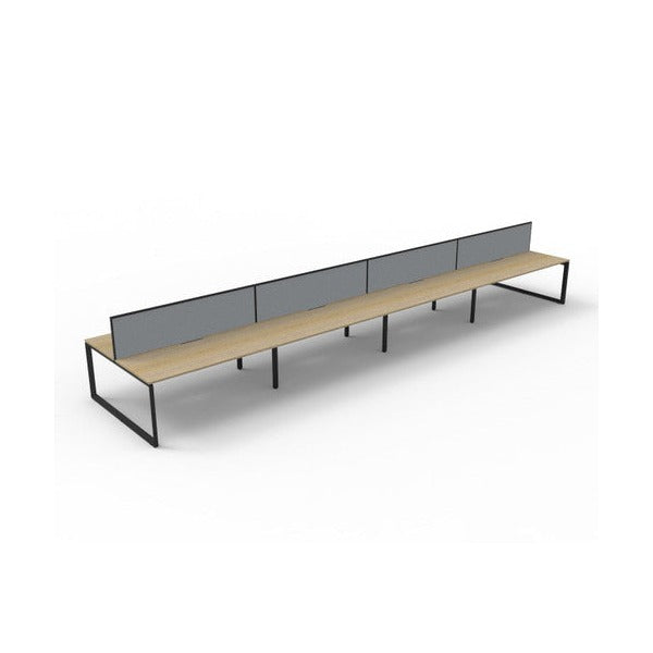 Rapidline Deluxe Infinity Back to Back 8 Person Workstation Loop Leg 1200 x 750mm with Screen Natural Oak / Black Satin
