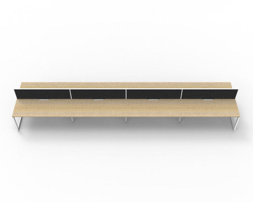 Rapidline Deluxe Infinity Back to Back 8 Person Workstation Loop Leg 1200 x 750mm with Screen Natural Oak / White Satin