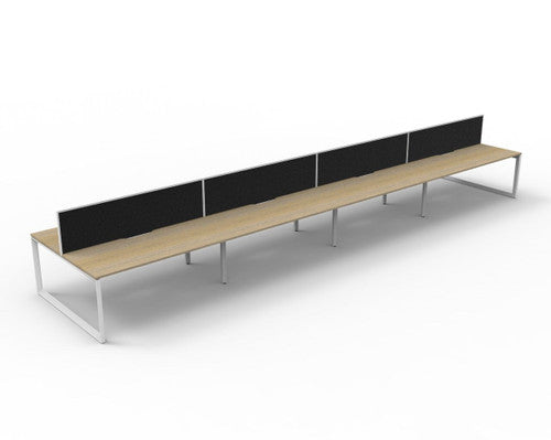 Rapidline Deluxe Infinity Back to Back 8 Person Workstation Loop Leg 1200 x 750mm with Screen Natural Oak / White Satin