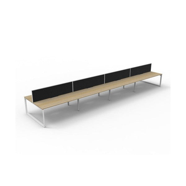 Rapidline Deluxe Infinity Back to Back 8 Person Workstation Loop Leg 1200 x 750mm with Screen Natural Oak / White Satin