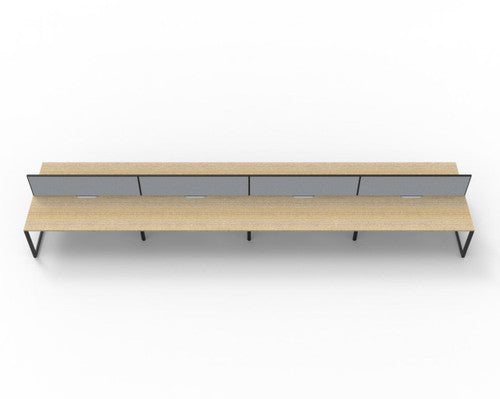 Rapidline Deluxe Infinity Back to Back 8 Person Workstation Loop Leg 1800 x 750mm with Screen Natural Oak / Black Satin