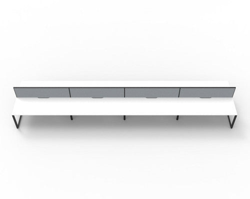 Rapidline Deluxe Infinity Back to Back 8 Person Workstation Loop Leg 1800 x 750mm with Screen Natural White / Black Satin