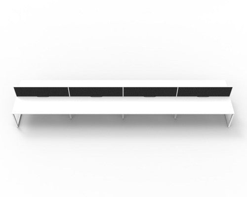 Rapidline Deluxe Infinity Back to Back 8 Person Workstation Loop Leg 1800 x 750mm with Screen Natural White / White Satin