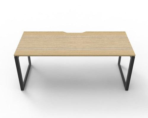 Rapidline Deluxe Infinity Single Sided Workstation Loop Leg 1500 x 750mm Natural Oak / Black Satin