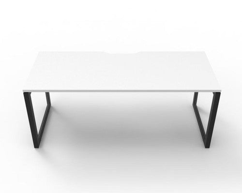 Rapidline Deluxe Infinity Single Sided Workstation Loop Leg 1500 x 750mm Natural White / Black Satin