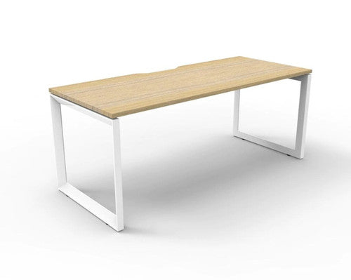 Rapidline Deluxe Infinity Single Sided Workstation Loop Leg 1800 x 750mm Natural Oak / White Satin