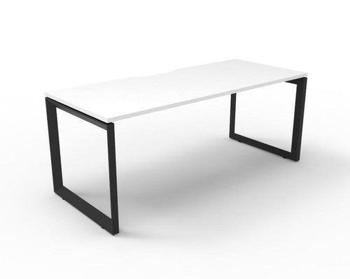 Rapidline Deluxe Infinity Single Sided Workstation Loop Leg 1800 x 750mm Natural White / Black Satin