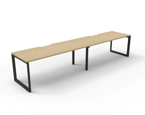 Rapidline Deluxe Infinity Single Sided 2 Person Workstation Loop Leg 1200 x 750mm Natural Oak / Black Satin