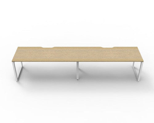 Rapidline Deluxe Infinity Single Sided 2 Person Workstation Loop Leg 1200 x 750mm Natural Oak / White Satin