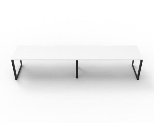 Rapidline Deluxe Infinity Single Sided 2 Person Workstation Loop Leg 1200 x 750mm Natural White / Black Satin