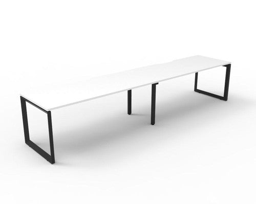 Rapidline Deluxe Infinity Single Sided 2 Person Workstation Loop Leg 1500 x 750mm Natural White / Black Satin
