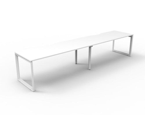 Rapidline Deluxe Infinity Single Sided 2 Person Workstation Loop Leg 1500 x 750mm Natural White / White Satin