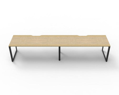 Rapidline Deluxe Infinity Single Sided 2 Person Workstation Loop Leg 1800 x 750mm Natural Oak / Black Satin