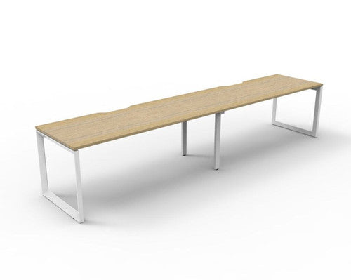Rapidline Deluxe Infinity Single Sided 2 Person Workstation Loop Leg 1800 x 750mm Natural Oak / White Satin