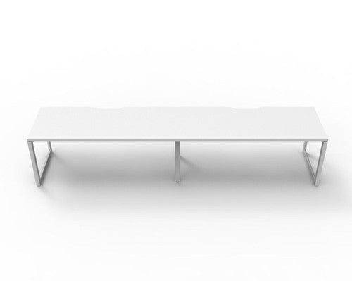 Rapidline Deluxe Infinity Single Sided 2 Person Workstation Loop Leg 1800 x 750mm Natural White / White Satin