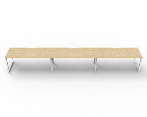 Rapidline Deluxe Infinity Single Sided 3 Person Workstation Loop Leg 1800 x 750mm Natural Oak / White Satin