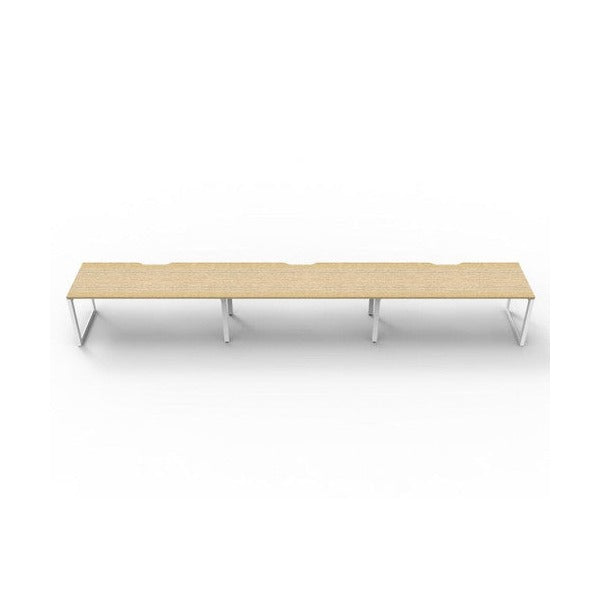 Rapidline Deluxe Infinity Single Sided 3 Person Workstation Loop Leg 1500 x 750mm Natural Oak / White Satin
