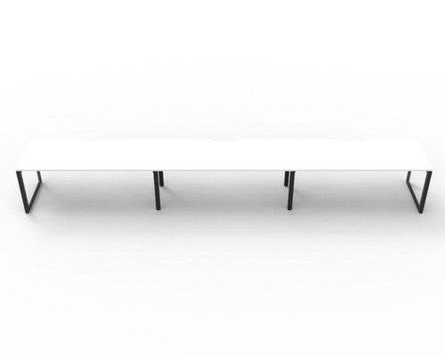 Rapidline Deluxe Infinity Single Sided 3 Person Workstation Loop Leg 1500 x 750mm Natural White / Black Satin