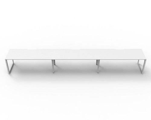 Rapidline Deluxe Infinity Single Sided 3 Person Workstation Loop Leg 1500 x 750mm Natural White / White Satin