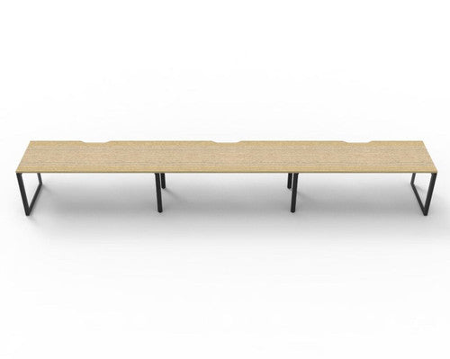 Rapidline Deluxe Infinity Single Sided 3 Person Workstation Loop Leg 1800 x 750mm Natural Oak / Black Satin