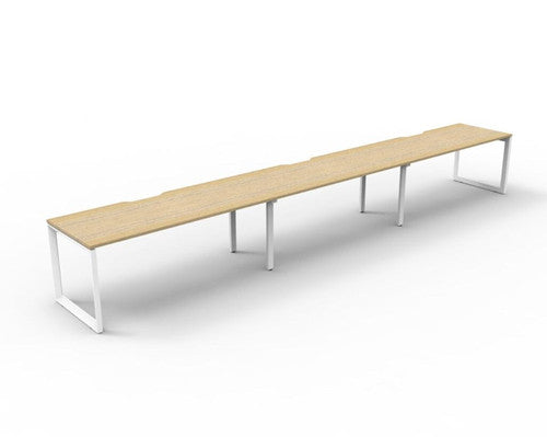 Rapidline Deluxe Infinity Single Sided 3 Person Workstation Loop Leg 1800 x 750mm Natural Oak / White Satin
