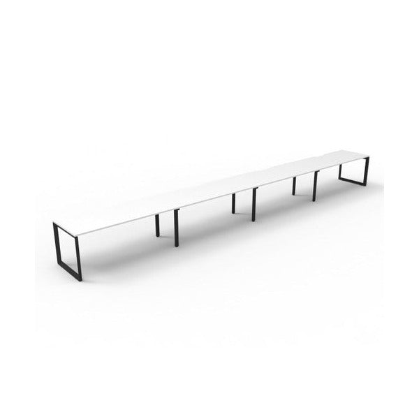 Rapidline Deluxe Infinity Single Sided 4 Person Workstation Loop Leg 1200 x 750mm Natural White / Black Satin