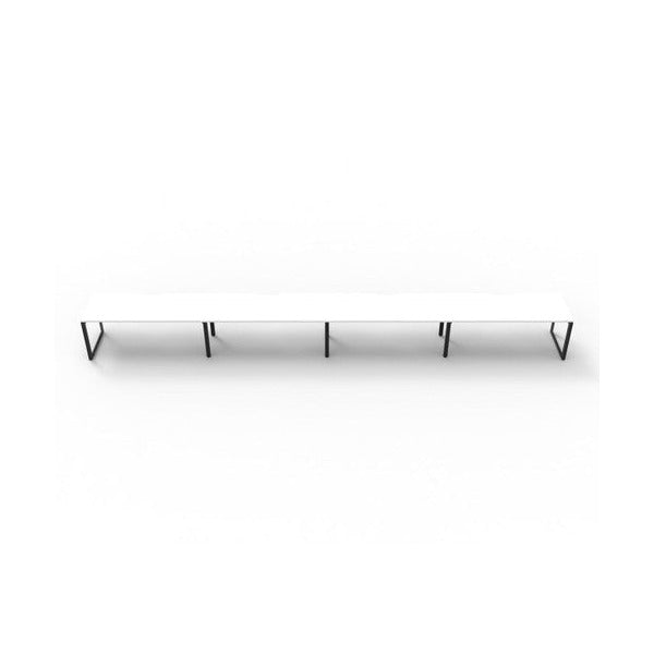Rapidline Deluxe Infinity single sided loop leg pod of 4 with Natural White tops, Black Satin base, straight front view on a white background
