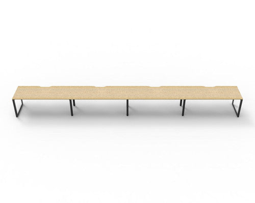 Rapidline Deluxe Infinity Single Sided 4 Person Workstation Loop Leg 1800 x 750mm Natural Oak / Black Satin