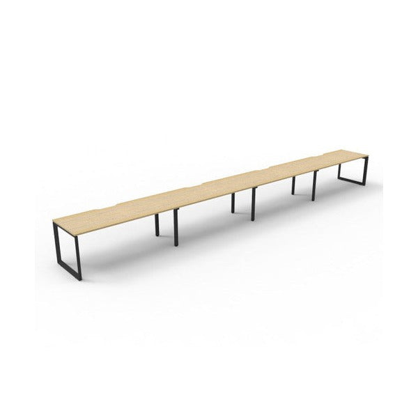 Rapidline Deluxe Infinity single sided loop leg pod of 4 with Natural Oak tops, Black Satin base, angled three-quarter view on a white background