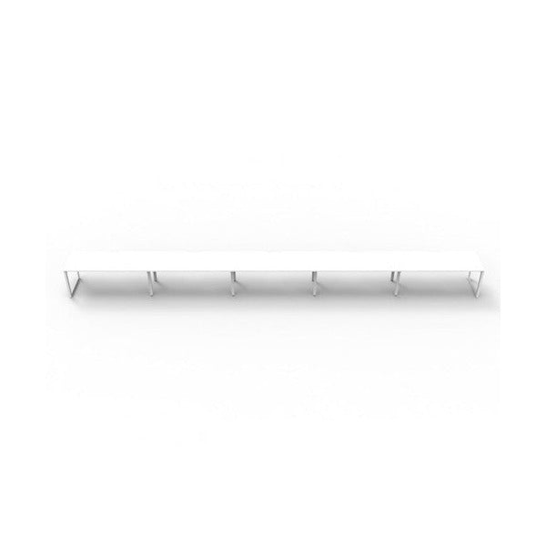 Rapidline Deluxe Infinity single sided loop leg pod of 5 with Natural White tops, White Satin base, straight front view on a white background