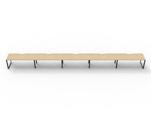 Rapidline Deluxe Infinity Single Sided 5 Person Workstation Loop Leg 1500 x 750mm Natural Oak / Black Satin